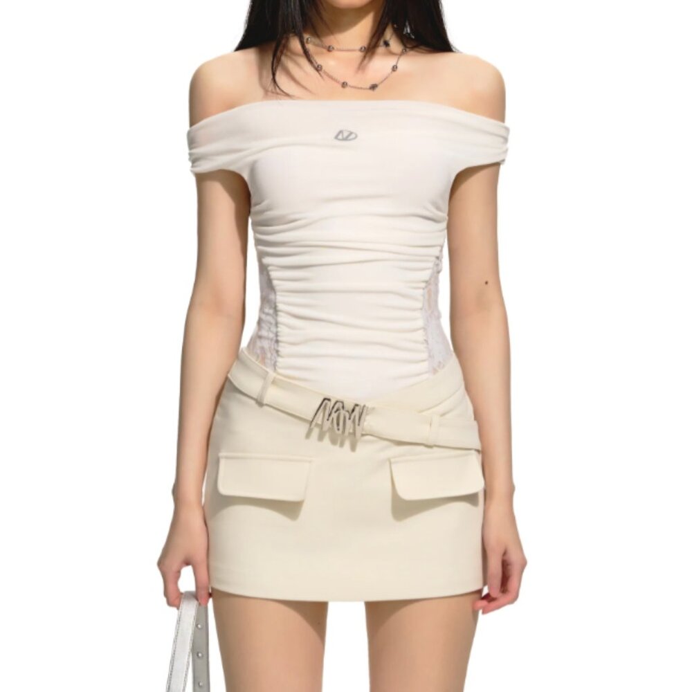 Naws- White belt dress SIZE M
